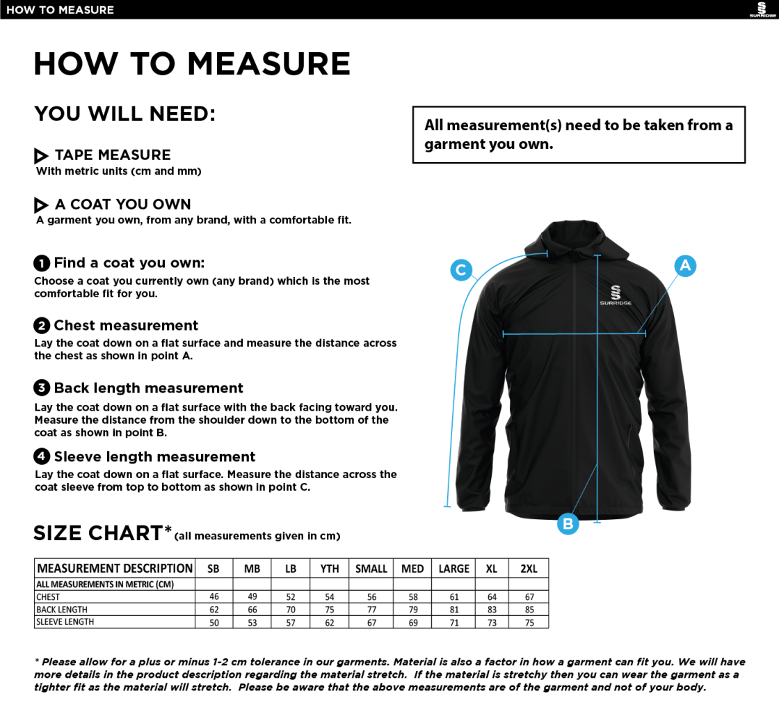 HOLMEWOOD CC Dual Elite 1/4 Zip Hoody / Rain Jacket : Navy - Size Guide