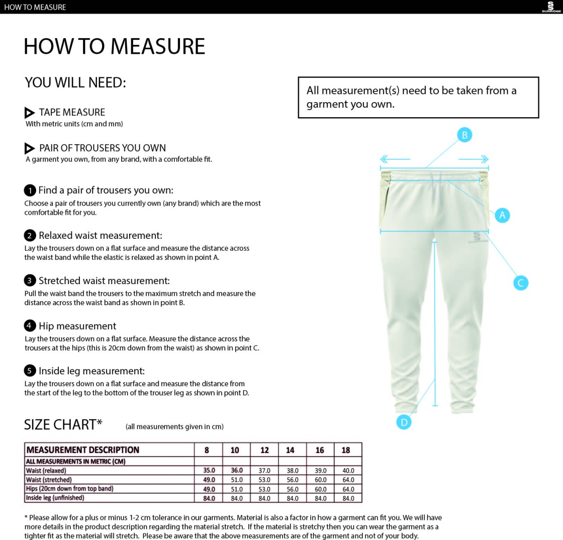 HOLMEWOOD CC Ergo Playing Women`s Pant - Size Guide