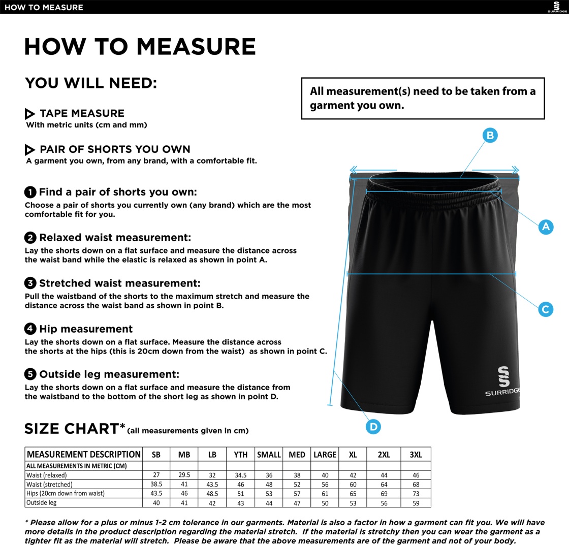 Holmewood CC ripstop training shorts - Size Guide