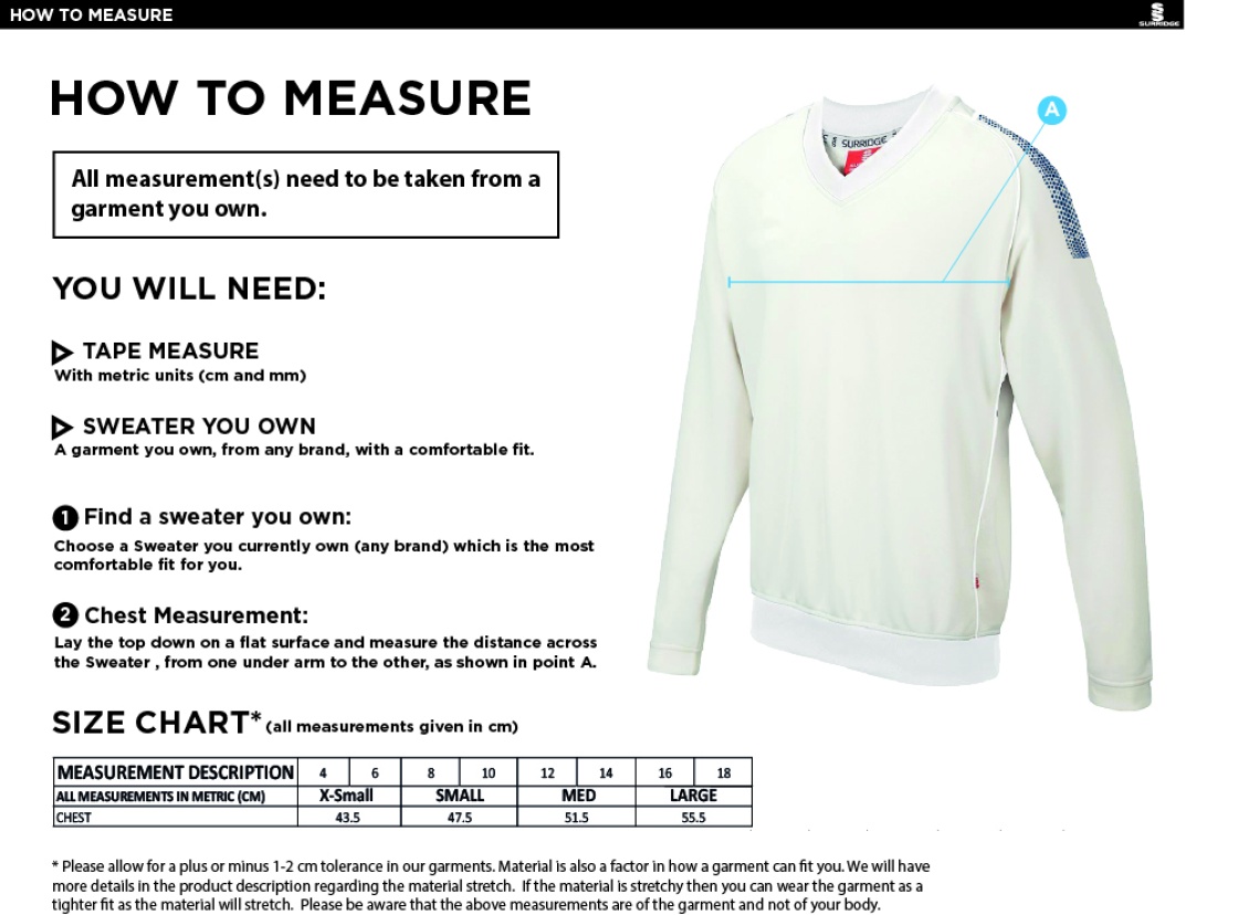 holmewood cc BLAST LONG SLEEVE WOMEN'S SWEATER - Ivory - Size Guide